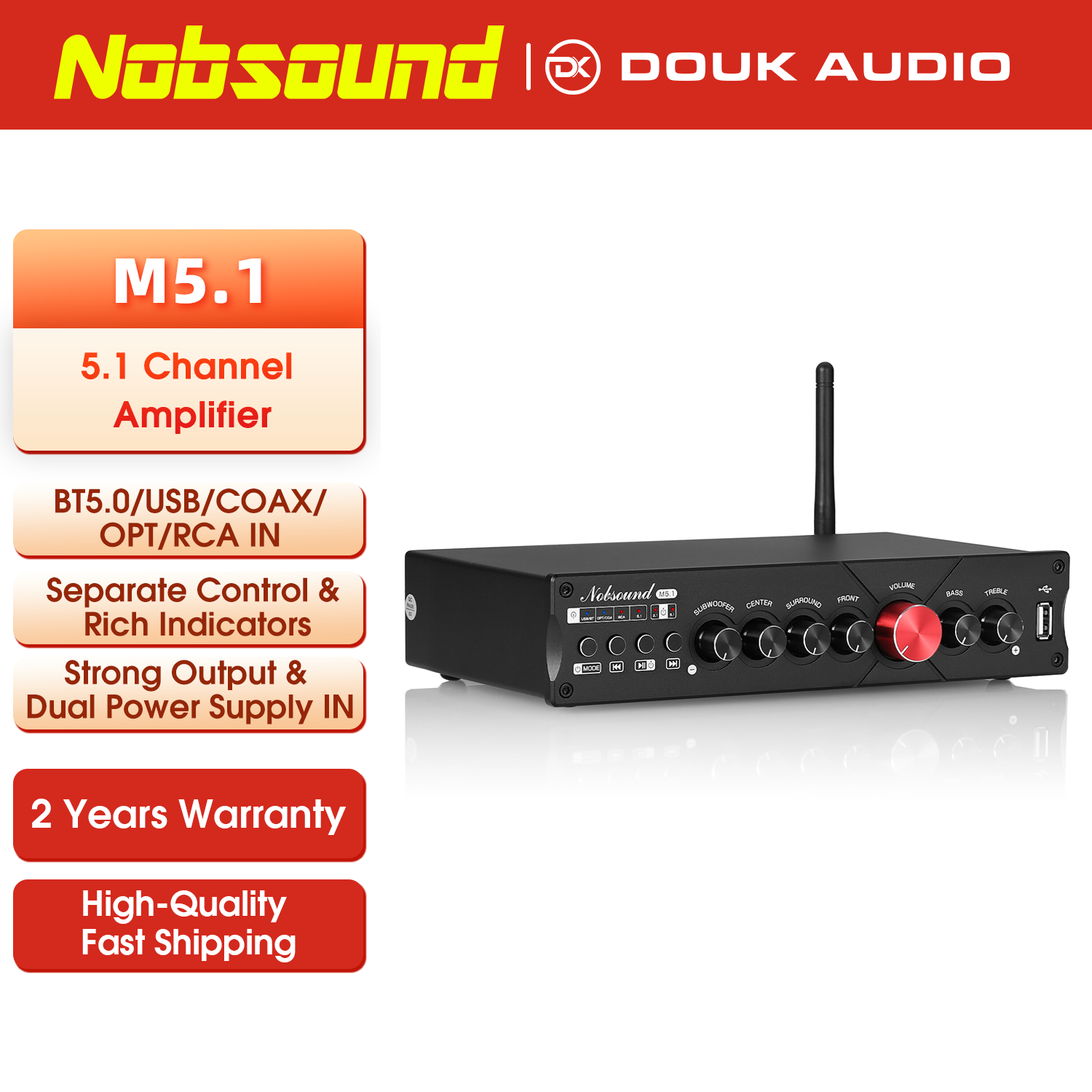 Home Cinema Samsung 5.1 - Nobsound m5.1 receptor digital bluetooth 5.1
