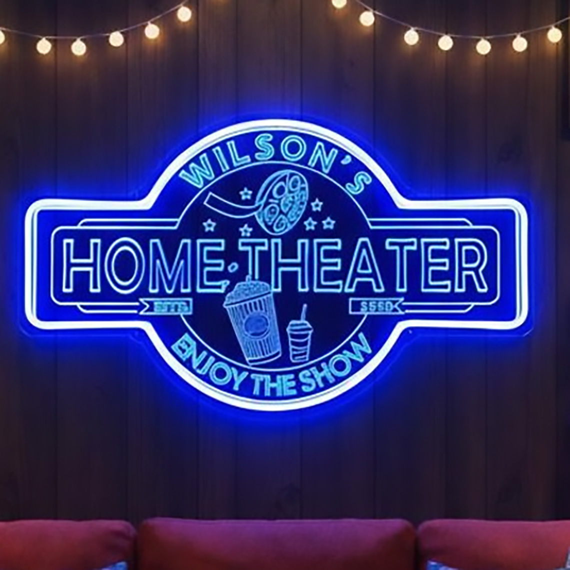 Home Cinema Wall - Letreiro Neon Personalizado para Home Theater,