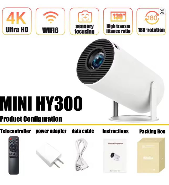 Home Cinema Mini - Mini Projetor Portátil HY300 Android 11