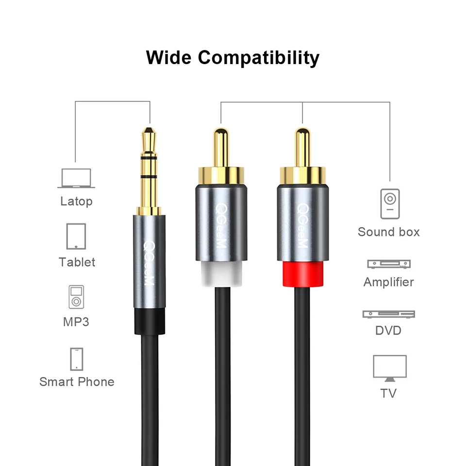 Cabo RCA QGeeM 2RCA para 3.5mm - Home Cinema Sound System avaliação e preço