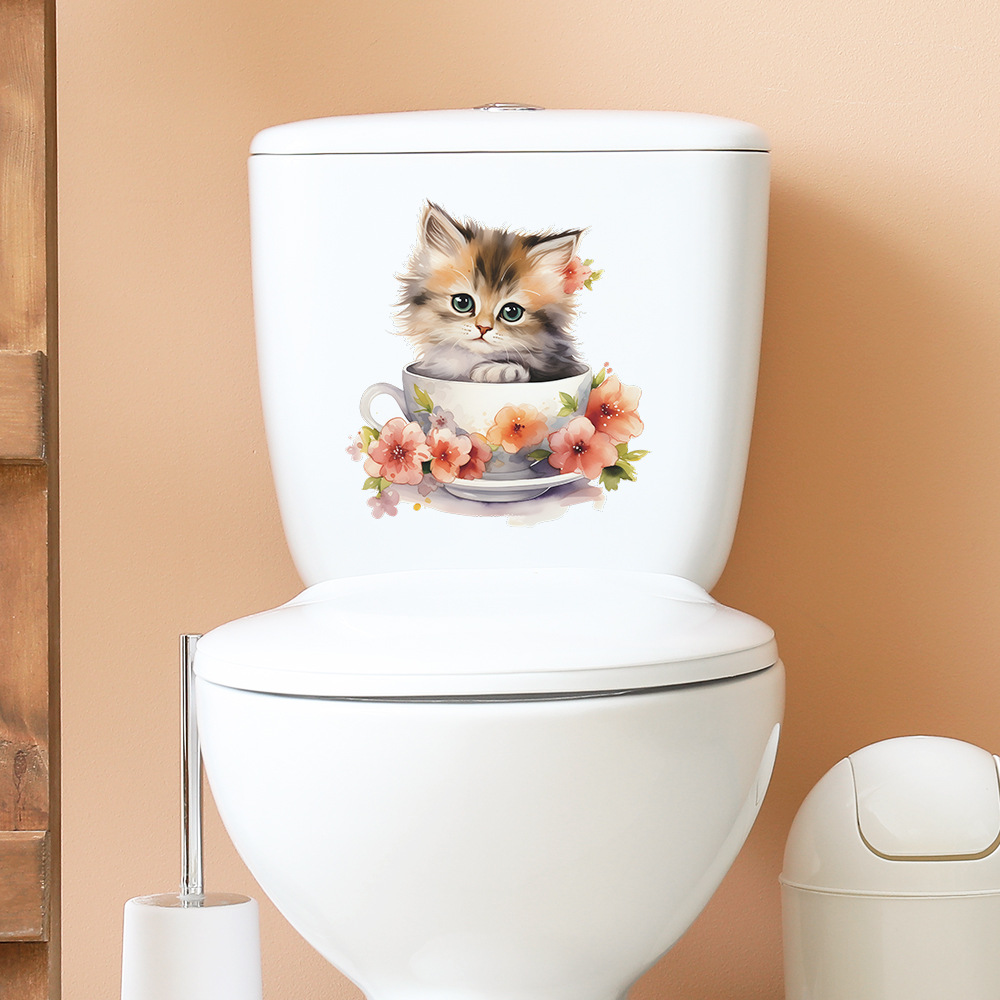 Bonito xícara de chá gato flor - Home Cinema Wall avaliação e preço