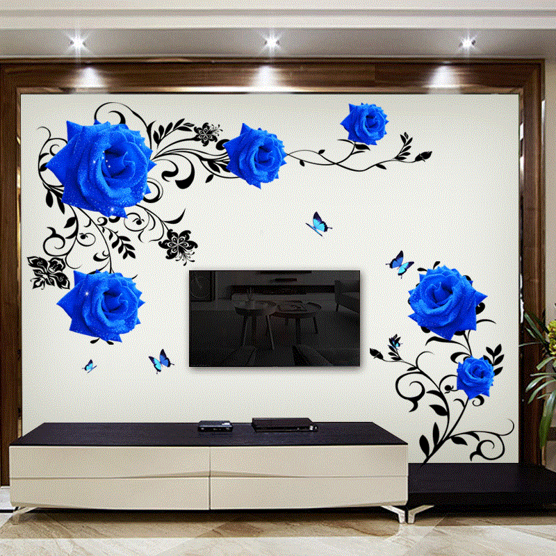 Tamanho grande azul rosa flore - Home Cinema Wall avaliação e preço